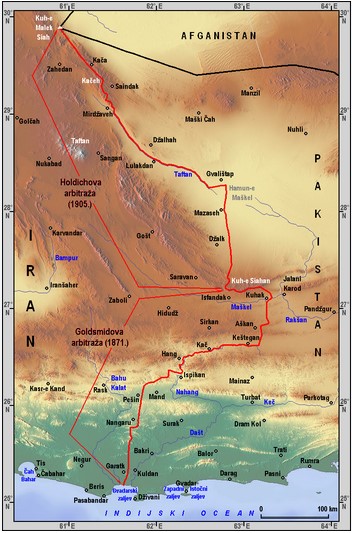 Iran-Pakistan border map (Wikipedia)